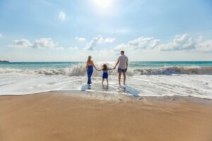Family together in a beach
