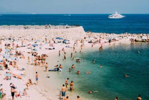 Group of people Swimming in the beach