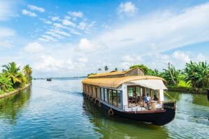 Houseboat at the middle of a river