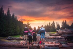 Kids watching the sunset