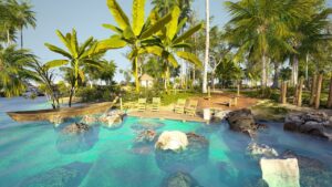 Lagoon-style swimming pools