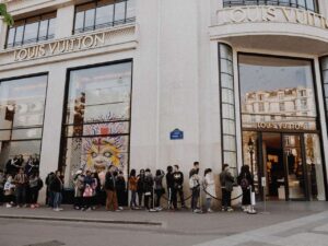 Group of people waiting for the shop to open