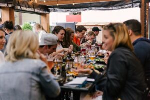 Group of people eating in a restaurants