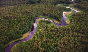 Aerial view of a Snake River