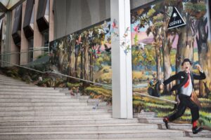 Stairs with paintings