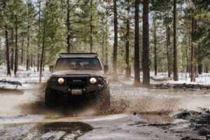 Driving a 4x4 Wrangler in the mud